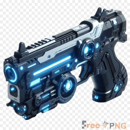 3d Close Up Of Black Cybernetic Gun And Weapon Cool Design Transparent PNG - Premium Logos element for professional editing a