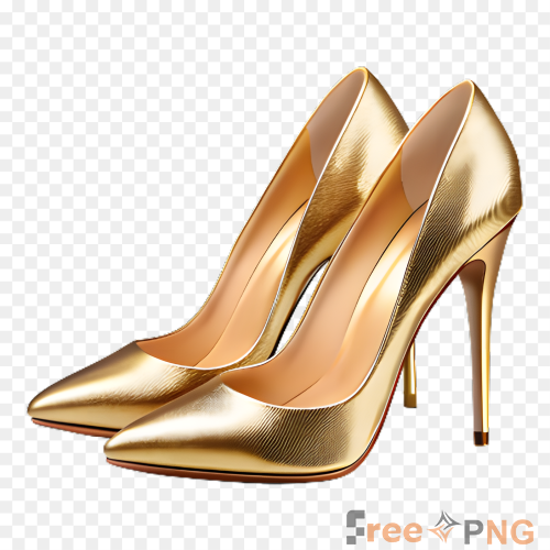 3d Image Of A Lady Shoes In Golden Colour Transparent PNG - Premium General element for professional editing and printing.