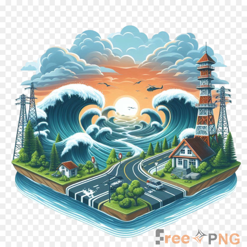 A City With Sunset World Tsunami Awareness Day Transparent PNG - Premium General element for professional editing and printin
