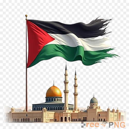 Al aqsa mosque with waving Transparent PNG - Premium General element for professional editing and printing.