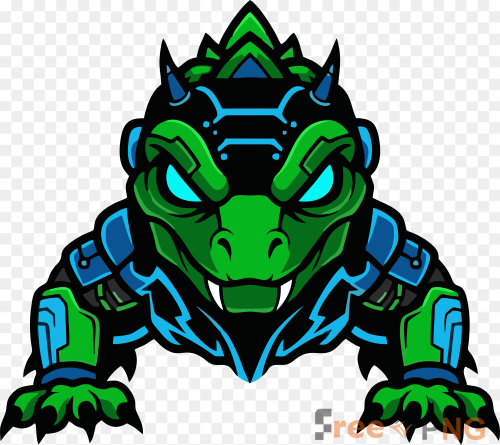 Cyber Lizard Mascot Logo Futuristic Reptile Transparent PNG - Premium General element for professional editing and printing.
