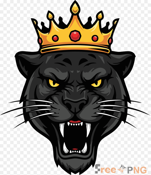 Feral Panther King Mascot Logo Flat Animal Transparent PNG - Premium General element for professional editing and printing.