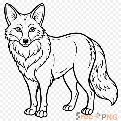 Fox Line Drawing Transparent PNG - Premium General element for professional editing and printing.