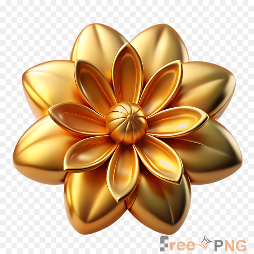 Golden 3d Flower Abstract Design Element Transparent PNG - Premium General element for professional editing and printing.