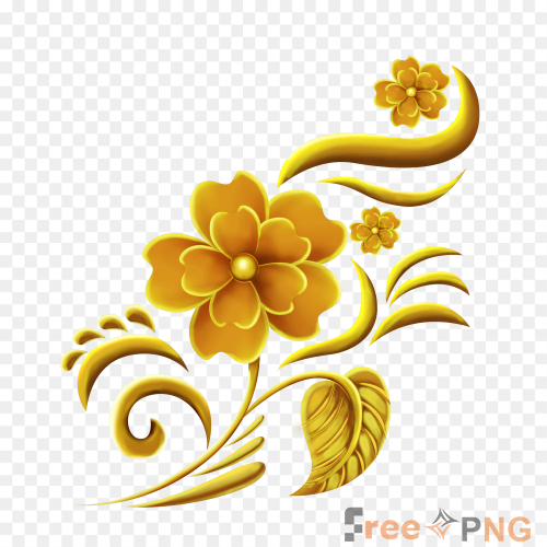 Golden Flower Transparent PNG - Premium General element for professional editing and printing.