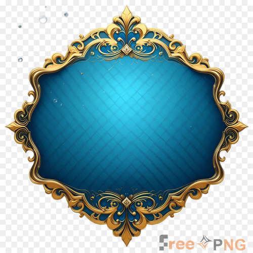 Royal Blue And Gold Decorative Frame Transparent PNG - Premium General element for professional editing and printing.