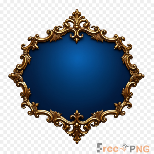 Royal Blue And Gold Frame Adorned Shapes Transparent PNG - Premium General element for professional editing and printing.