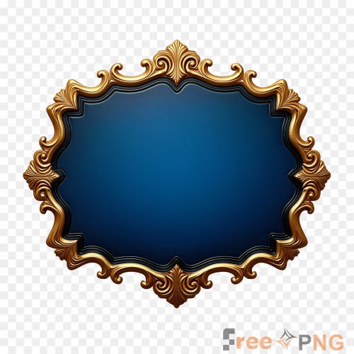 Royal Blue And Gold Ornate Frame Shape Transparent PNG - Premium General element for professional editing and printing.