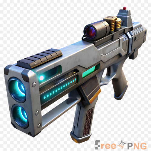 Sci Fi Laser Gun Illustration Futuristic Weapon 3d Model Transparent PNG - Premium General element for professional editing a