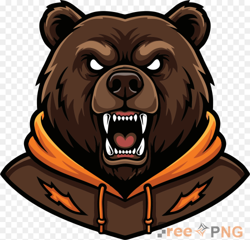Urban Bear Mascot Logo Flat Symmetrical Design Transparent PNG - Premium General element for professional editing and printin