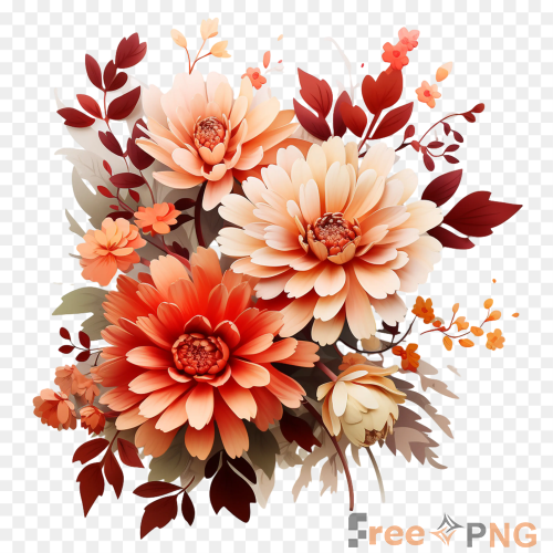 Watercolor Autumn Flowers Transparent PNG - Premium General element for professional editing and printing.