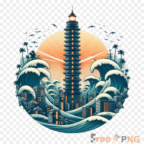 World Tsunami Awareness Day And Witha Tower Transparent PNG - Premium General element for professional editing and printing.