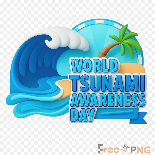 World Tsunami Awareness Day Logo Design Transparent PNG - Premium General element for professional editing and printing.