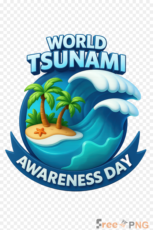 World Tsunami Awareness Day With Sea Waves Transparent PNG - Premium General element for professional editing and printing.
